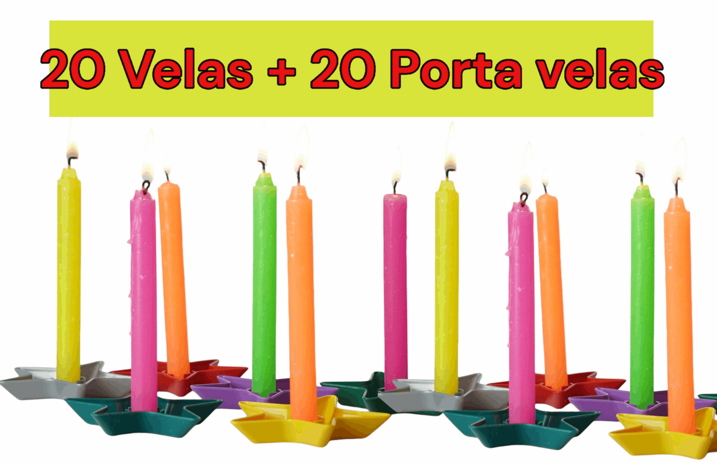 Combo Navidad 20 velas + 20 porta velas estrellas