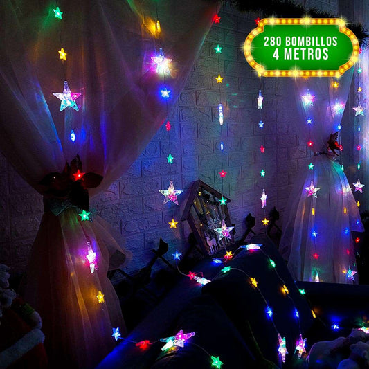Cortina Luz Led Estrellas 4x2Mts Navidad