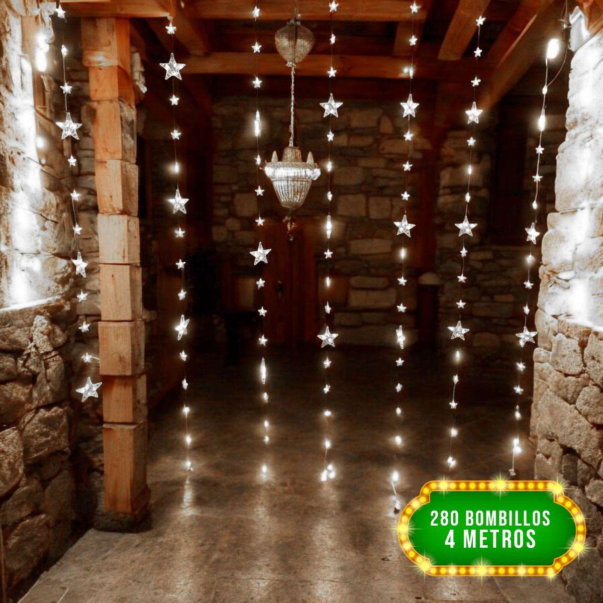 Cortina Luz Led Estrellas 4x2Mts Navidad