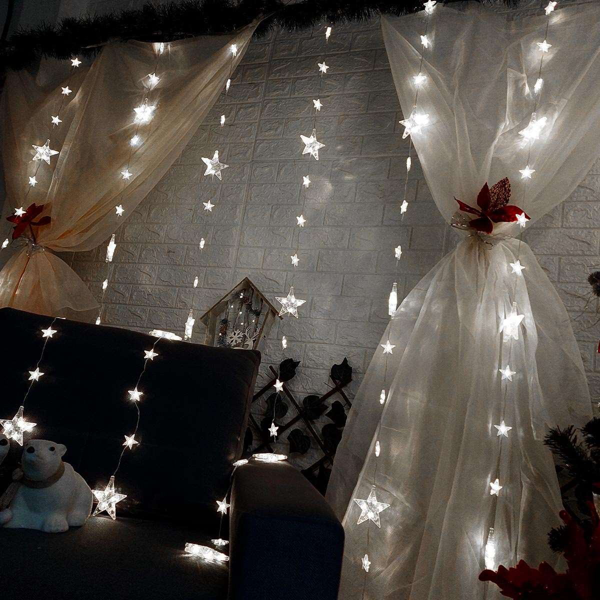 Cortina Luz Led Estrellas 4x2Mts Navidad