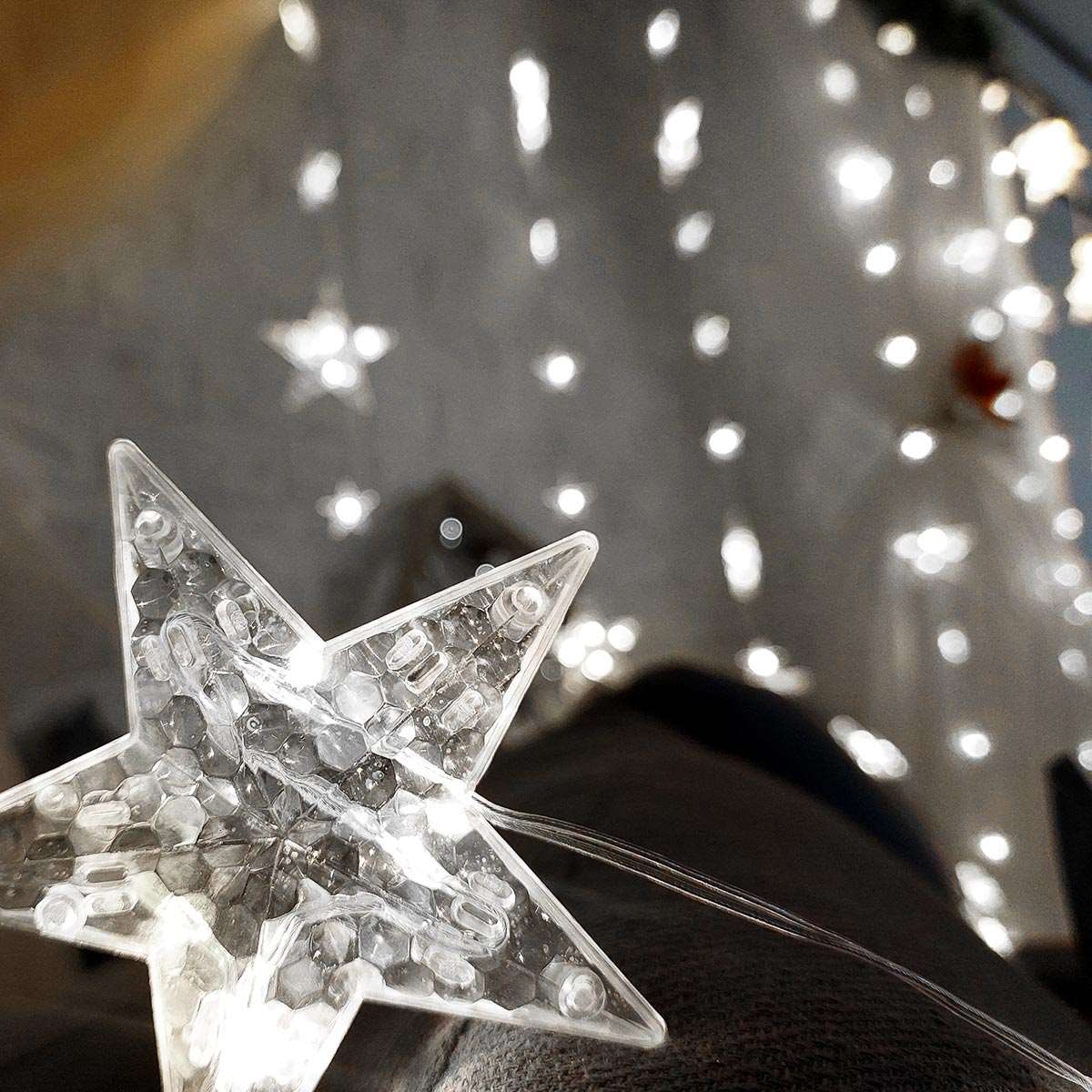 Cortina Luz Led Estrellas 4x2Mts Navidad