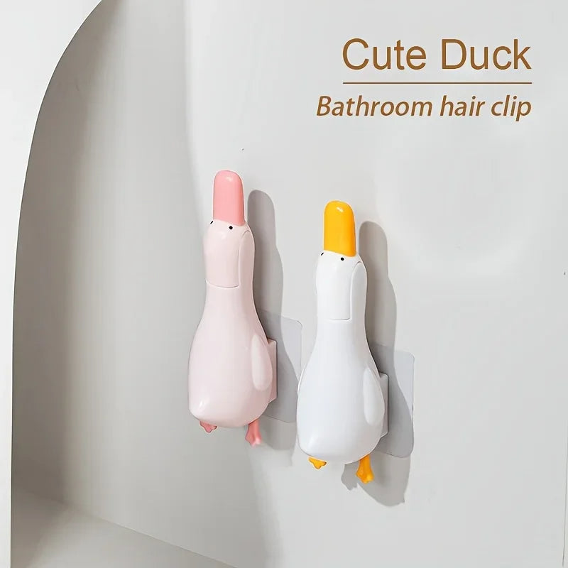 🟡Dispositivo de limpieza para el hogar, baño y cocina, eficiente, fácil de instalar, práctico, portátil, con forma de pato, Clip para recoger el pelo, herramienta para quitar el pelo, limpiador de baño y cocina