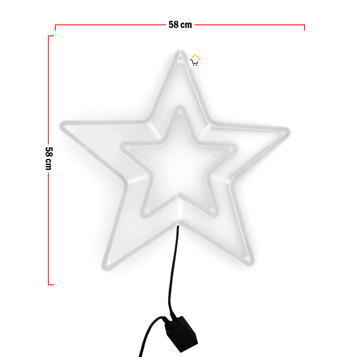 Estrella Luz Neón 5 Puntas Ventana Puerta Navidad Azul