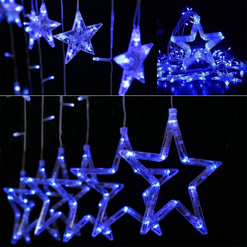 Extensión Luces Led Estrella X6 Mts Luz Navidad Azul