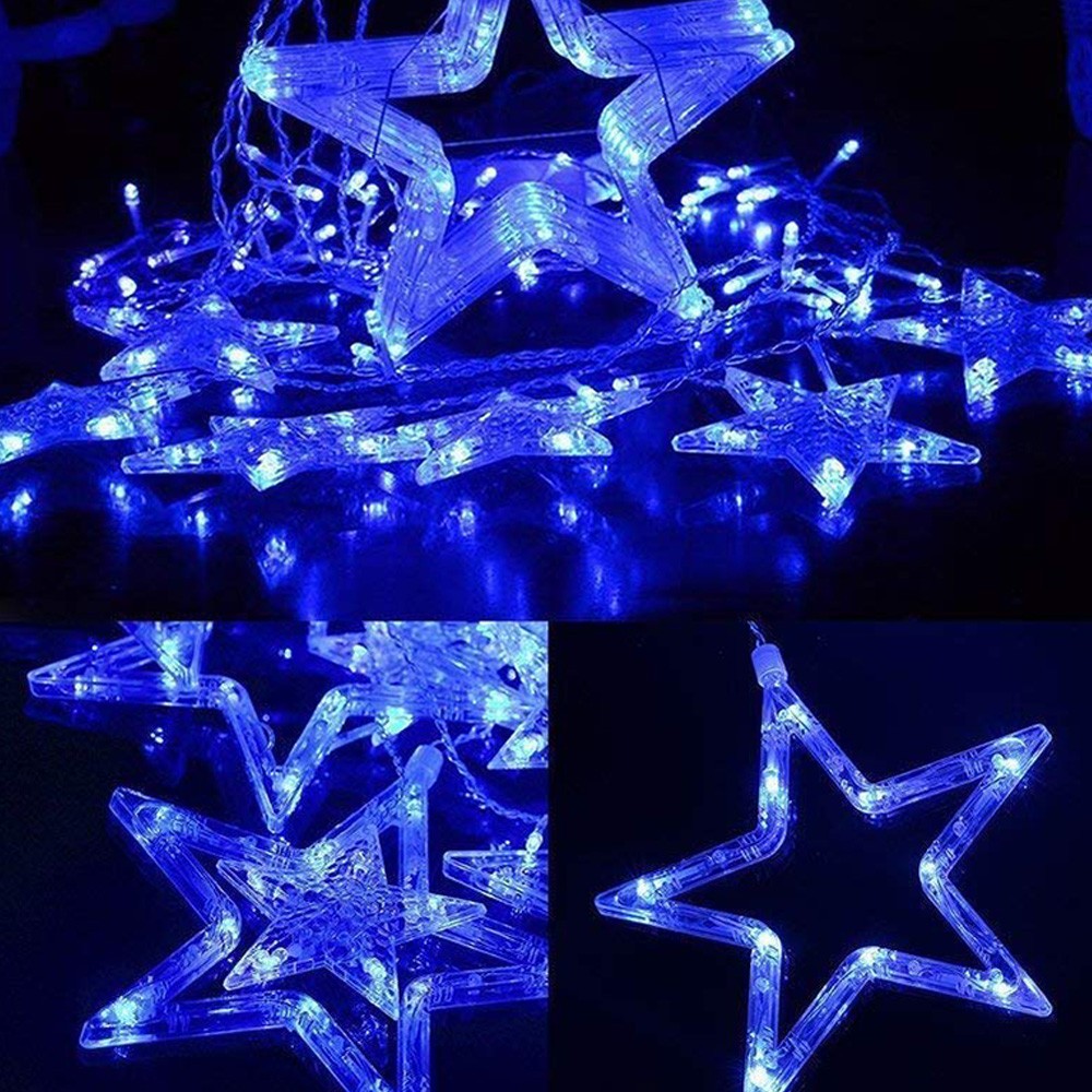 Extensión Luces Led Estrella X6 Mts Luz Navidad Azul
