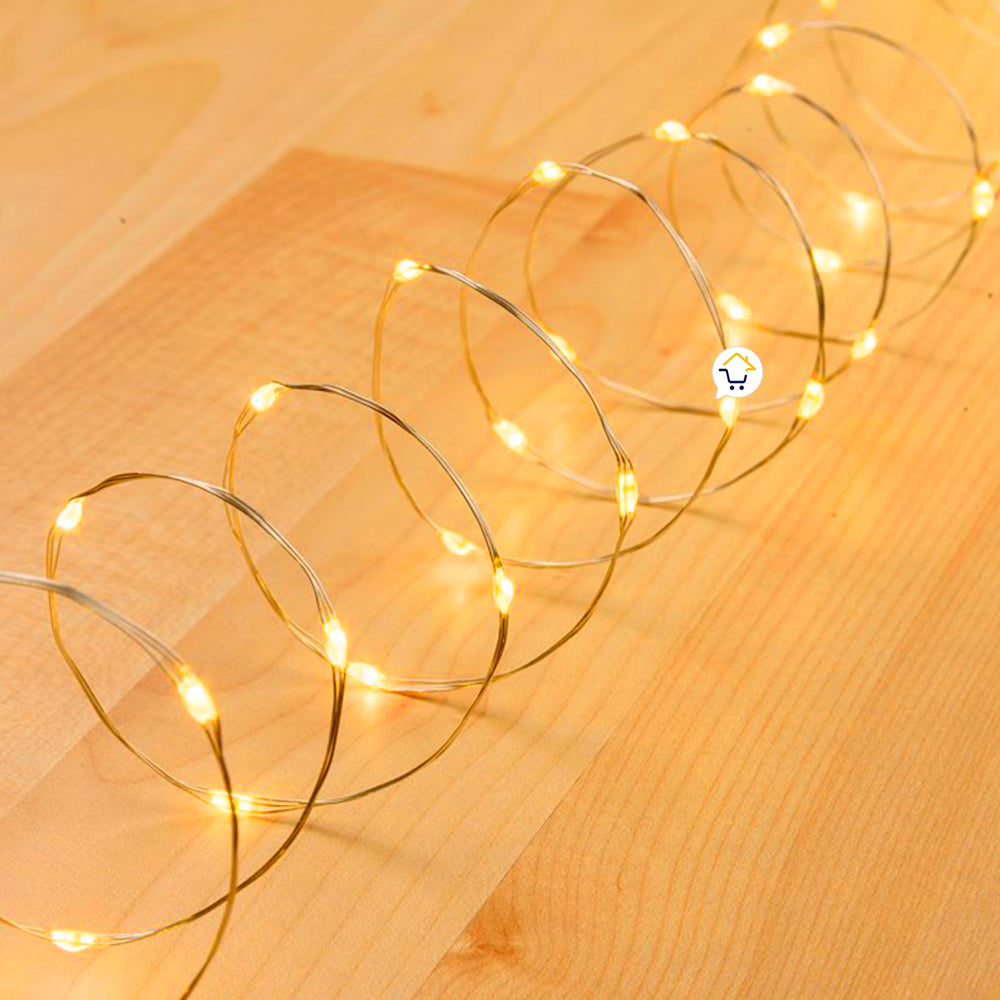 Extensión Micro LED Lineal 10 Mts 100 Luces Navidad Cálida