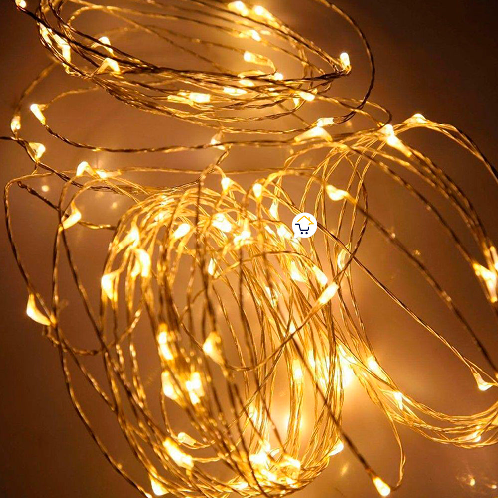 Extensión Micro LED Lineal 10 Mts 100 Luces Navidad Cálida