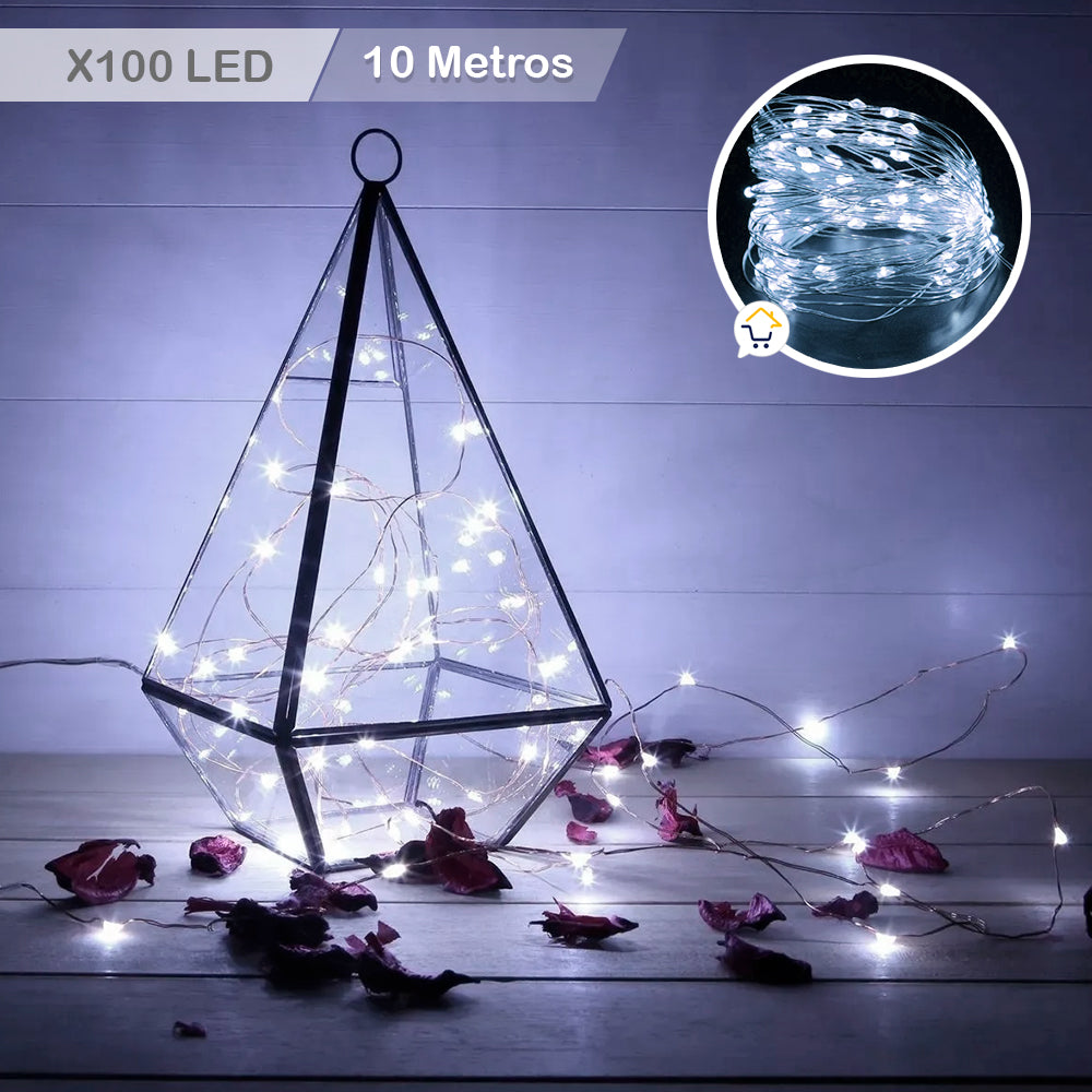 Extensión Micro LED Lineal 10mts 100 Luces Navidad Blanco