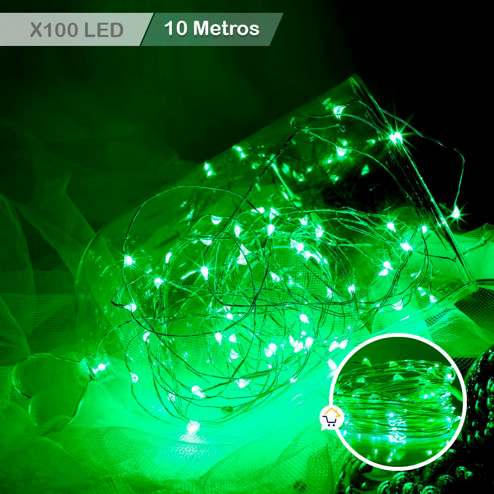 Extensión Micro LED Lineal 10mts 100 Luces Navidad Verde