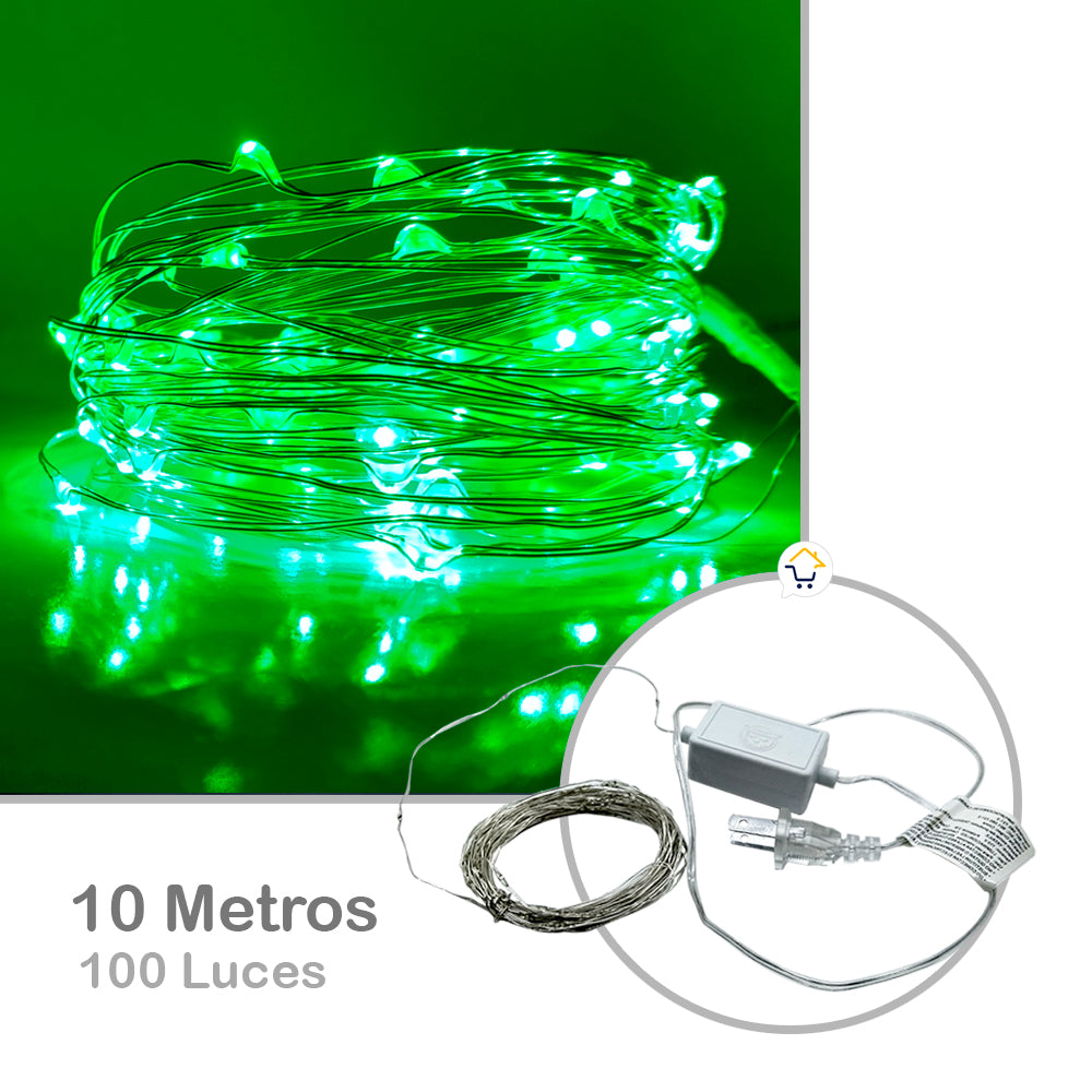Extensión Micro LED Lineal 10mts 100 Luces Navidad Verde