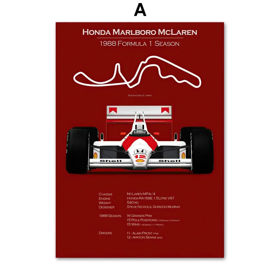 🟡 Fórmula 1 Race Track F1 Car Racing Helmet arte de pared, pintura en lienzo, carteles nórdicos e impresiones, imágenes de pared para decoración de sala de estar y habitación