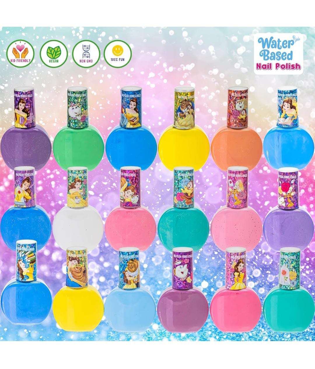 Juego de 18 esmaltes para niñas princesas Disney