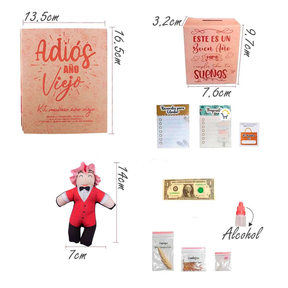 Kit Año Viejo Muñeco Caja Ritual Diciembre