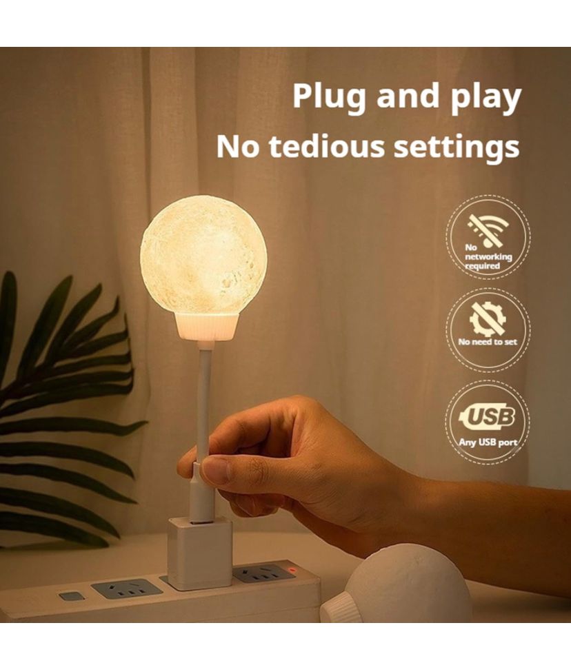 Lámpara Luz Led Luna Con Usb Decoración Flexible