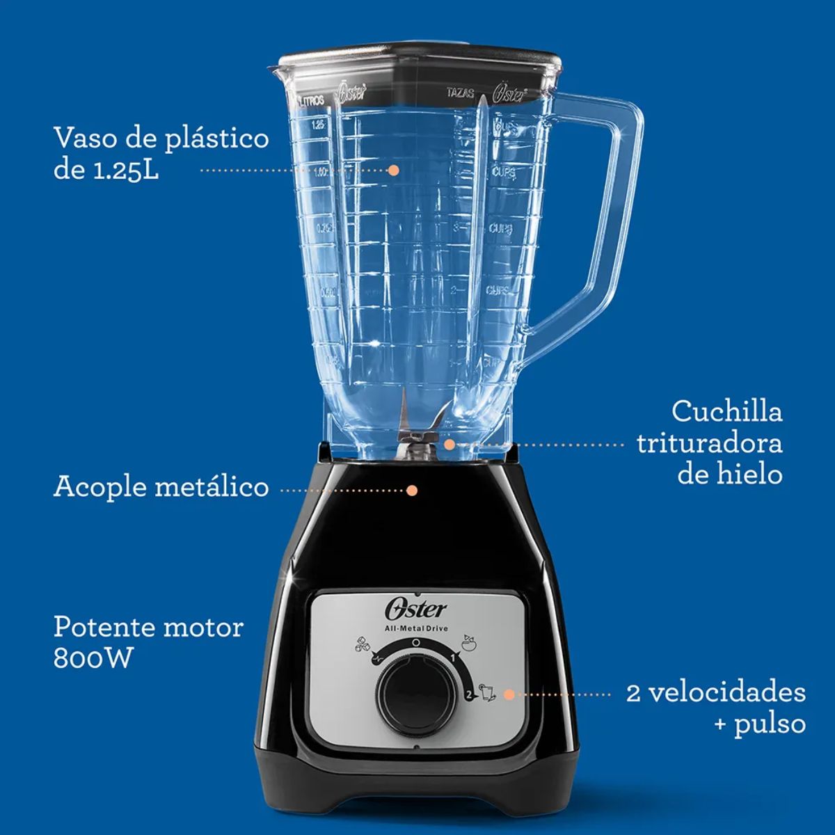 Licuadora Oster vaso de plástico negra