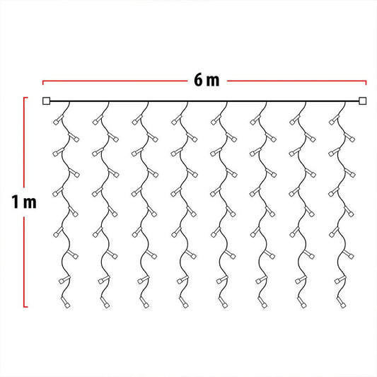 Luces De Navidad Cascada Sube y Baja 6mtsx1mt