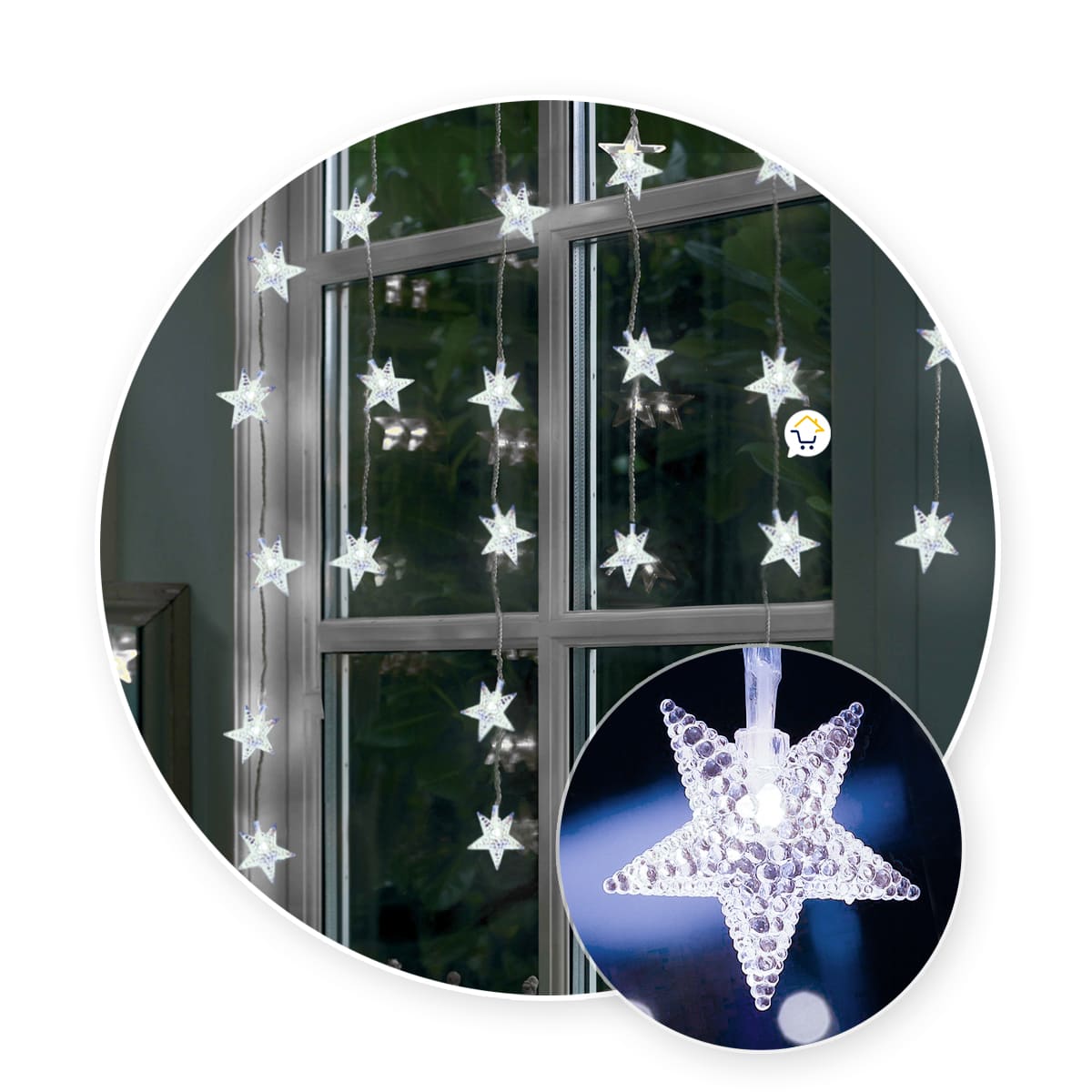 Luces Led Estrellas 3 Mts Extensión Cortina Luz Navidad Blanco