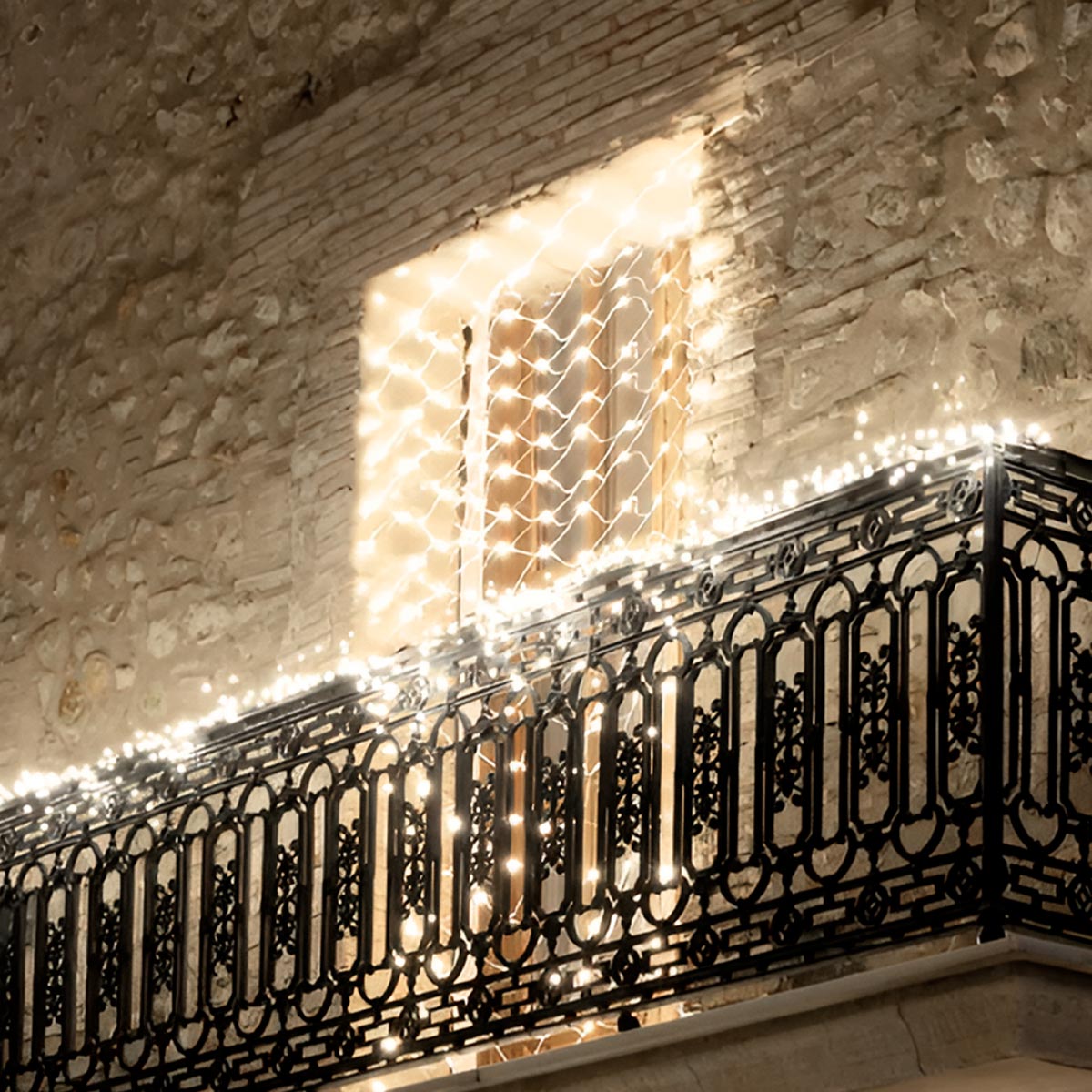 Luces Malla LED 480 Luces 4x1 Mts Luz Navidad Blanco Cable Transparente