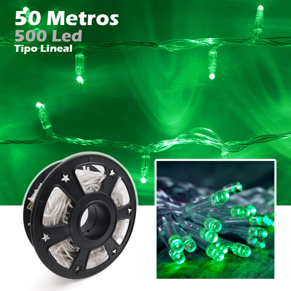 Luz Led Lineal 50 Mts 500 Led Verde Luces Navidad