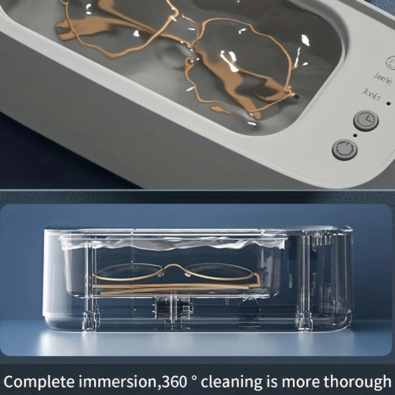 🟡 Máquina de limpieza de gafas ultrasónica, limpiador de joyas con ultrasonido de 45KHZ, limpiador ultrasónico de alta frecuencia para baño