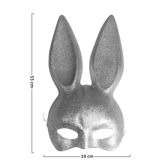 Máscara De Conejo Sexy Media Cara Glitter Halloween Accesorio Disfraz