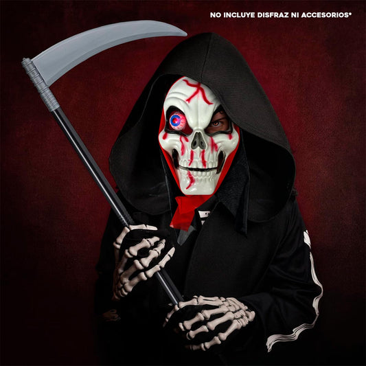 Máscara La Muerte Ojo LED Calavera Maligna Halloween Disfraz