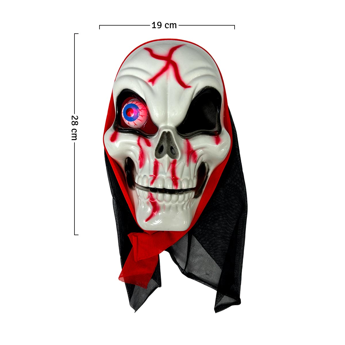 Máscara La Muerte Ojo LED Calavera Maligna Halloween Disfraz