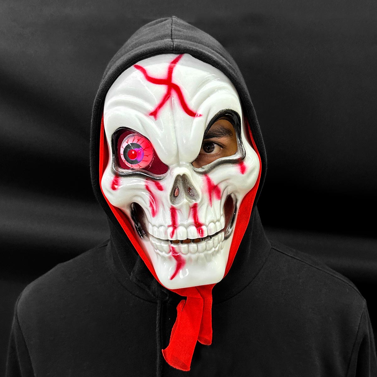 Máscara La Muerte Ojo LED Calavera Maligna Halloween Disfraz