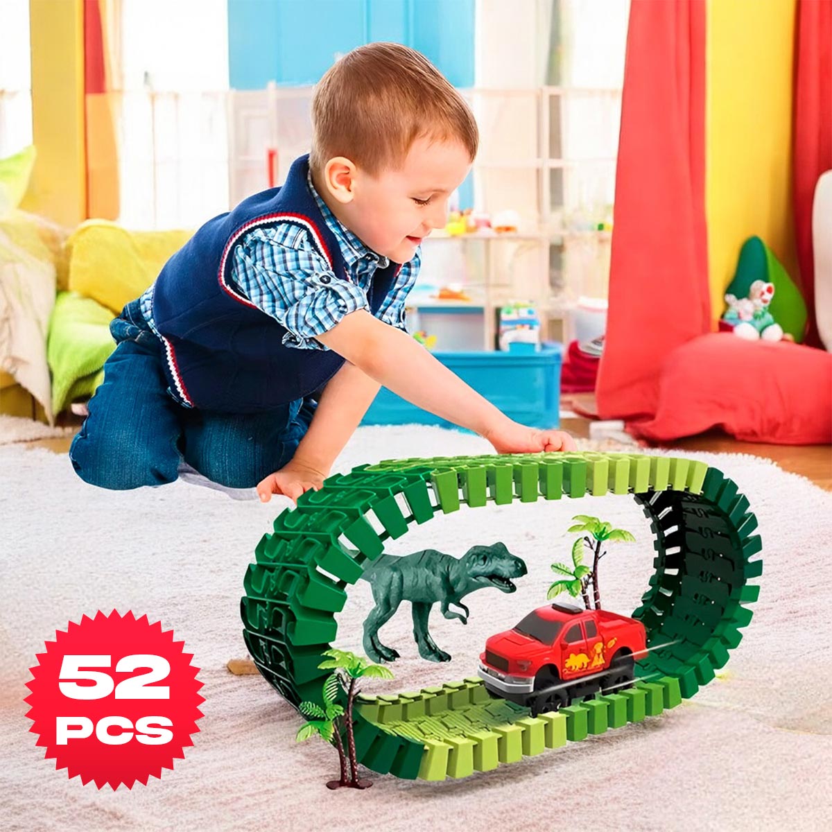 Pista dinosaurios carros