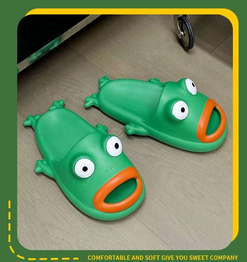 Sandalias de casa de rana, chanclas, sandalias de suela blanda, zapatos de casa antideslizantes y la para playa, chanclas Unisex extrañas con plataforma