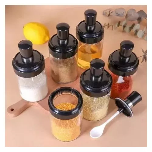 Set Especieros Condimentero Acrílico Con Base Giratoria x6