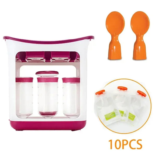 🟡 Set Exprimidor de comida para bebés recién nacidos, mascotas o el hogar, exprimidor de alimentos, bolsa de almacenamiento de suplementos, contenedor de alimentación para bebés, mascotas o el hogar