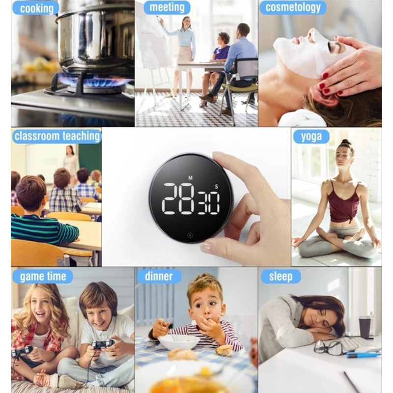 Temporizador Magnético Cronometro Alarma Digital Giratorio