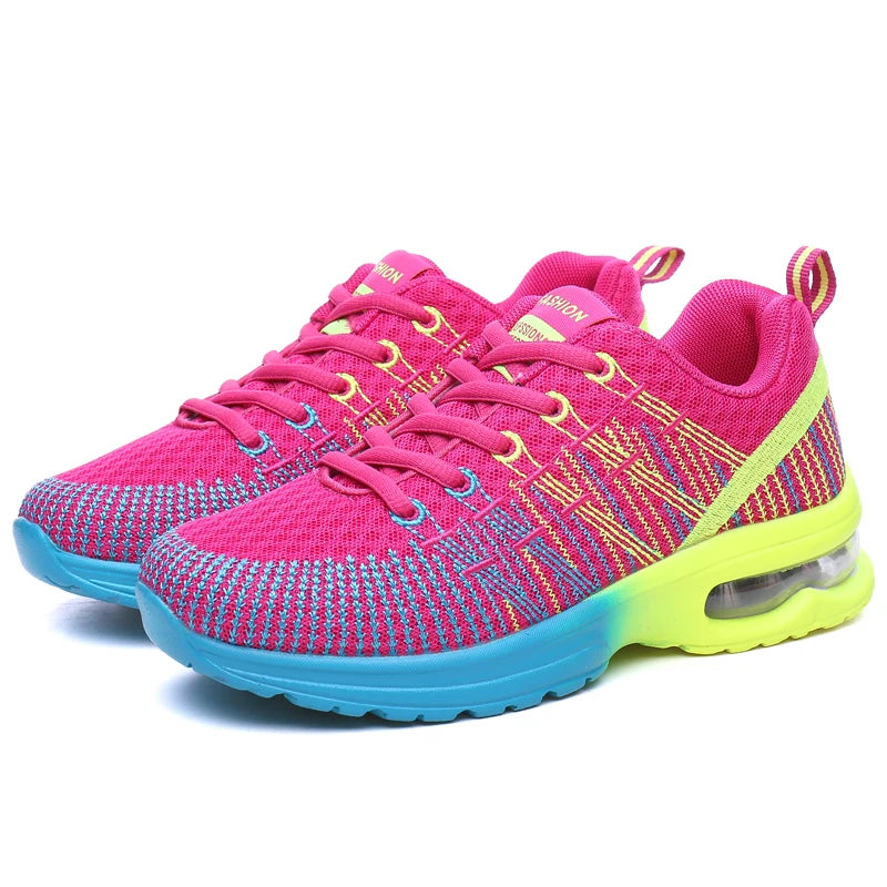 🟡 Tenis para mujer, zapatillas deportivas de malla con aumento de altura de 4CM con cojín de aire para Fitness, zapatillas deportivas transpirables para caminar para mujer
