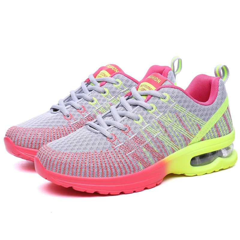 🟡 Tenis para mujer, zapatillas deportivas de malla con aumento de altura de 4CM con cojín de aire para Fitness, zapatillas deportivas transpirables para caminar para mujer