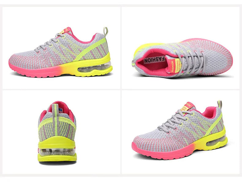 🟡 Tenis para mujer, zapatillas deportivas de malla con aumento de altura de 4CM con cojín de aire para Fitness, zapatillas deportivas transpirables para caminar para mujer