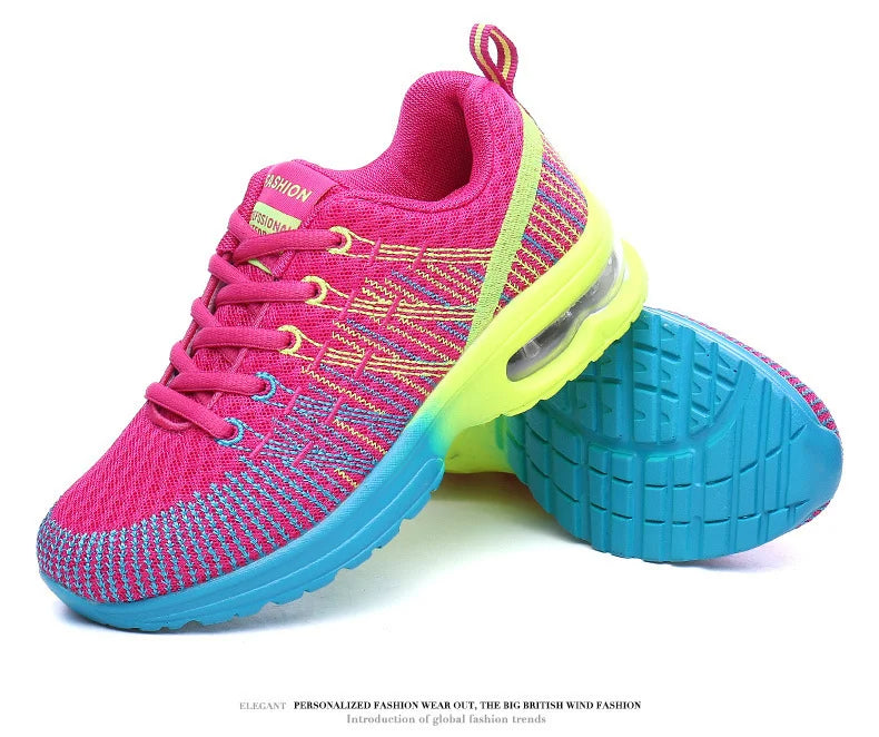 🟡 Tenis para mujer, zapatillas deportivas de malla con aumento de altura de 4CM con cojín de aire para Fitness, zapatillas deportivas transpirables para caminar para mujer