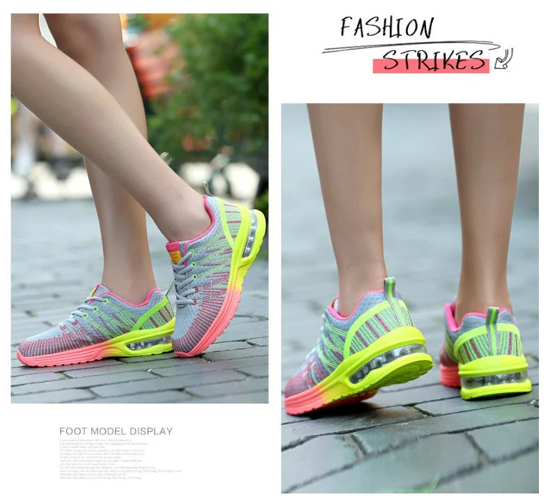 🟡 Tenis para mujer, zapatillas deportivas de malla con aumento de altura de 4CM con cojín de aire para Fitness, zapatillas deportivas transpirables para caminar para mujer