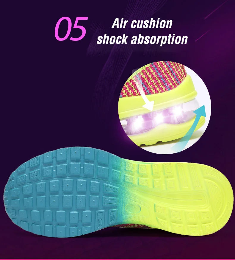 🟡 Tenis para mujer, zapatillas deportivas de malla con aumento de altura de 4CM con cojín de aire para Fitness, zapatillas deportivas transpirables para caminar para mujer