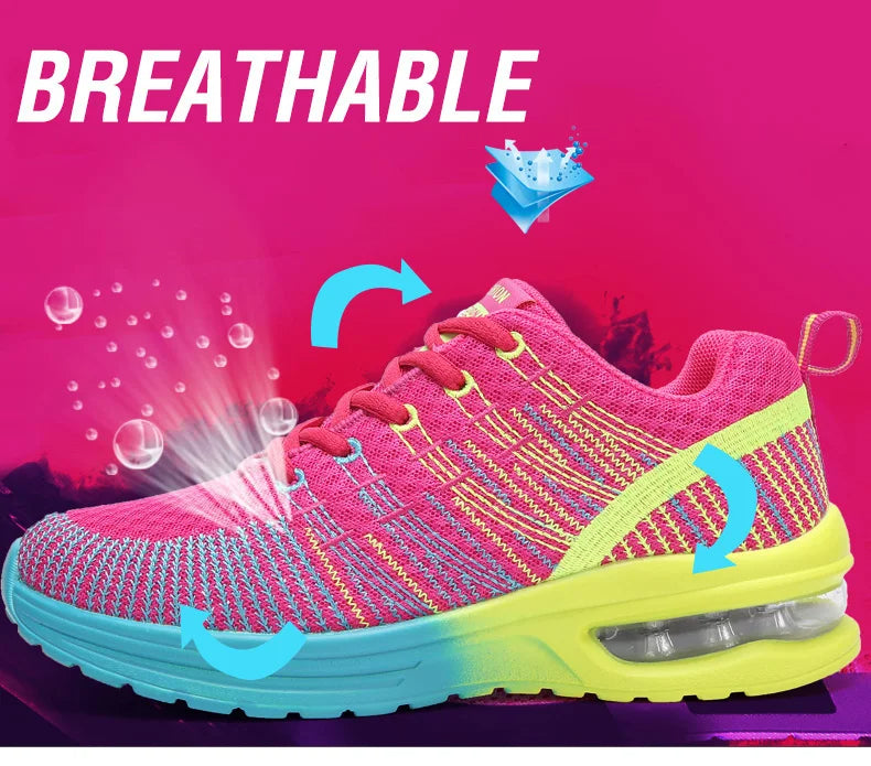 🟡 Tenis para mujer, zapatillas deportivas de malla con aumento de altura de 4CM con cojín de aire para Fitness, zapatillas deportivas transpirables para caminar para mujer
