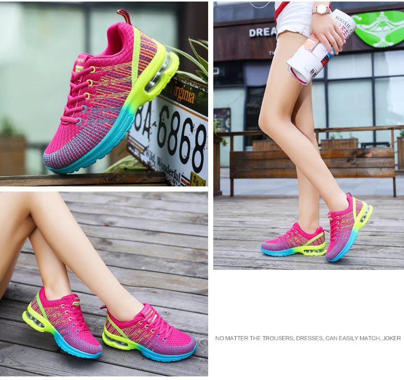 🟡 Tenis para mujer, zapatillas deportivas de malla con aumento de altura de 4CM con cojín de aire para Fitness, zapatillas deportivas transpirables para caminar para mujer