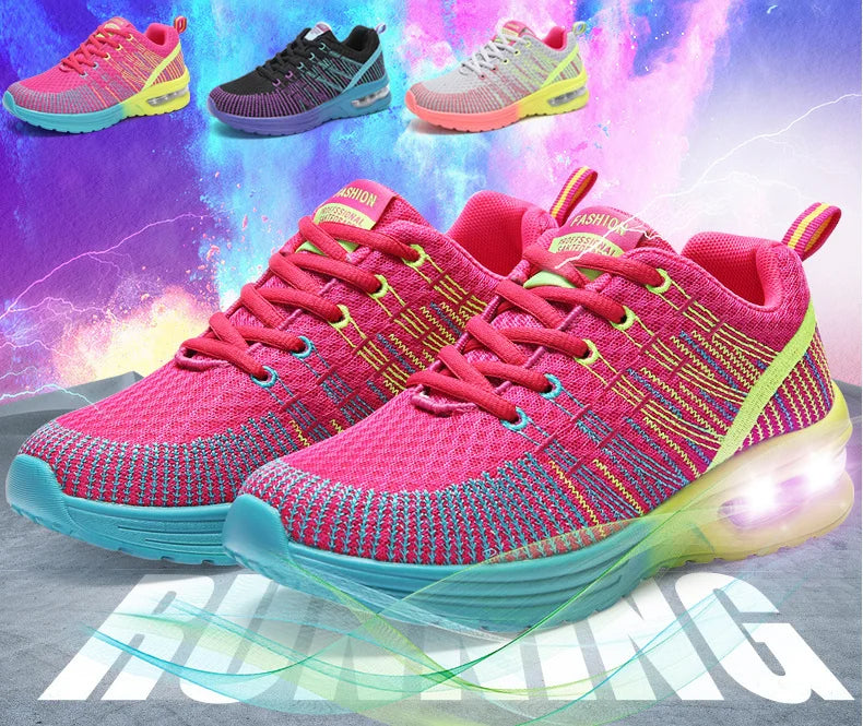 🟡 Tenis para mujer, zapatillas deportivas de malla con aumento de altura de 4CM con cojín de aire para Fitness, zapatillas deportivas transpirables para caminar para mujer