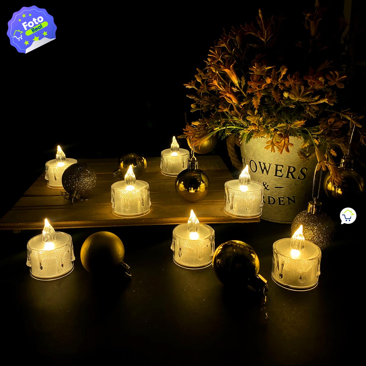 Velas Pequeñas LED X24 Tornasol Decoración Navidad