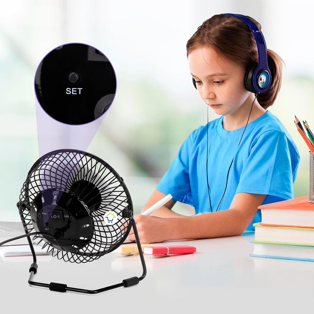 Ventilador Reloj LED USB