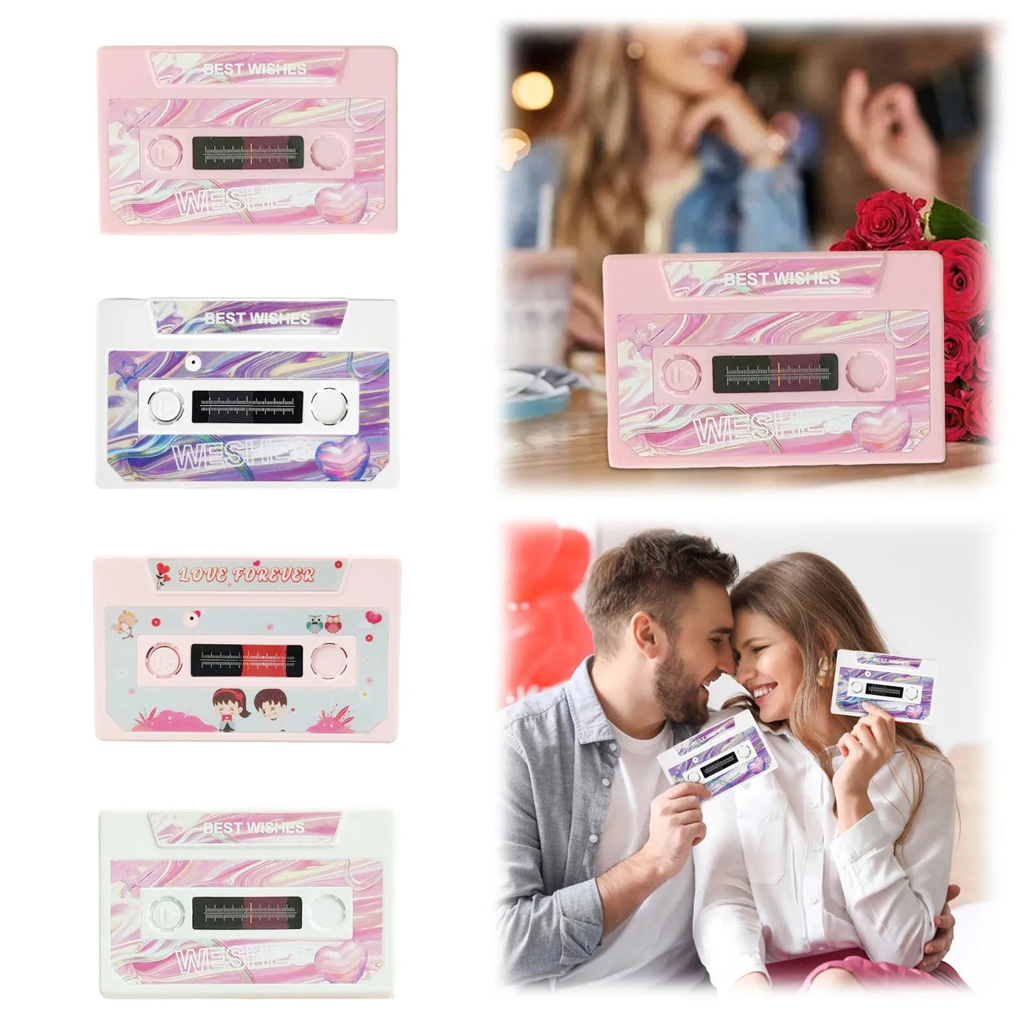 🟡 Tarjeta de felicitación grabable para el Día de San Valentín, Día de la madre, Día de la mujer, Meses de novios, Aniversarios y cualquier fecha especial tarjeta de felicitación parlante grabable con voz en blanco 60 segundos