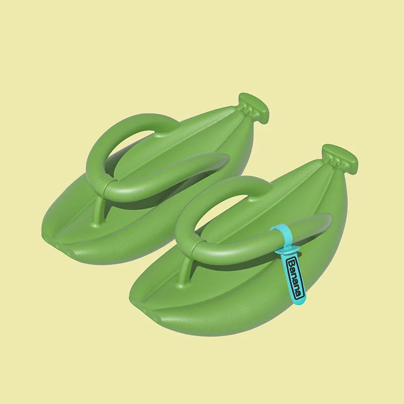 🟡 Chanclas con diseño de banano plátano para mujer y hombre, zapatillas novedosas de verano, sandalias antideslizantes con plataforma de suela gruesa, zapatos de baño y relajación
