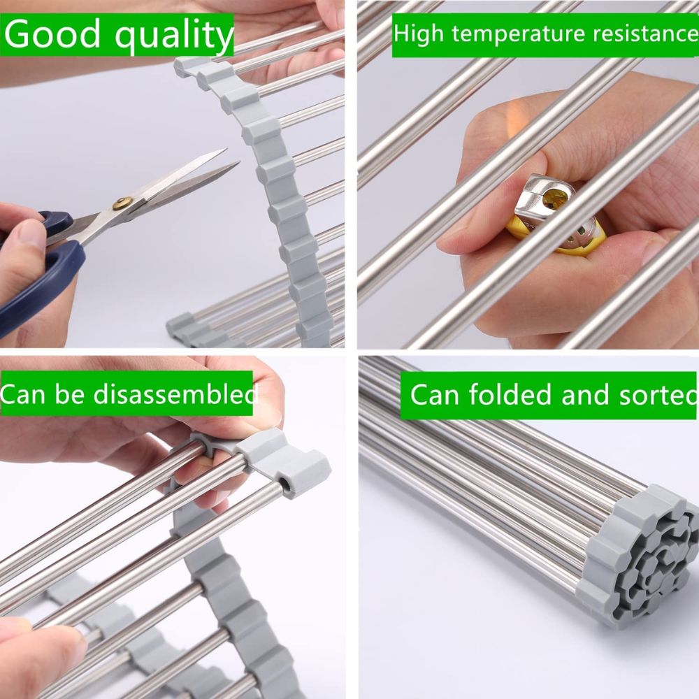Escurridor Secador De Platos Enrollable Plegable Inoxidable