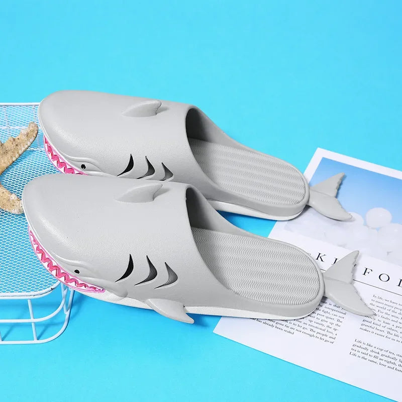🟡 Chanclas de dibujos animados Unisex, sandalias de playa antideslizantes para exteriores tiburón