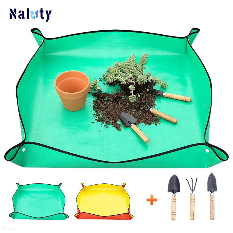 🟡 Estera de plantación plegable impermeable, estera de jardín, almohadilla para macetas, trasplante, mezcla de suelo, herramienta de poda de plantas