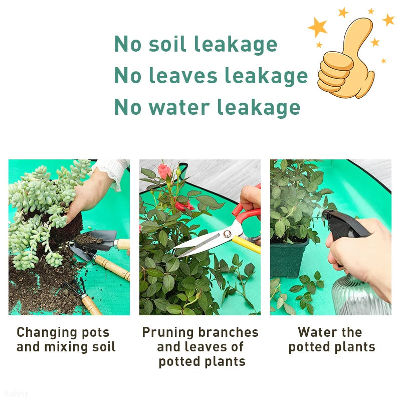 🟡 Estera de plantación plegable impermeable, estera de jardín, almohadilla para macetas, trasplante, mezcla de suelo, herramienta de poda de plantas